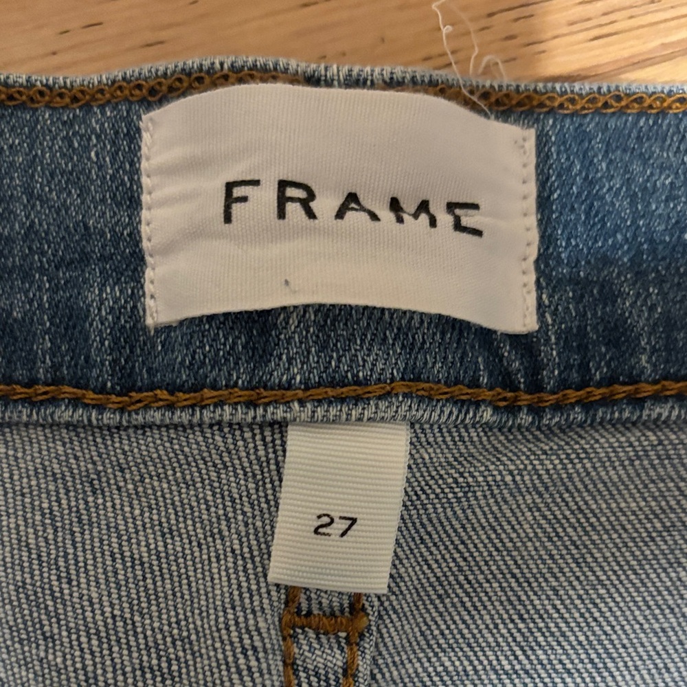 Frame Denim Raw Hem Palazzo Jeans - Medium Wash - Picture 4 of 5